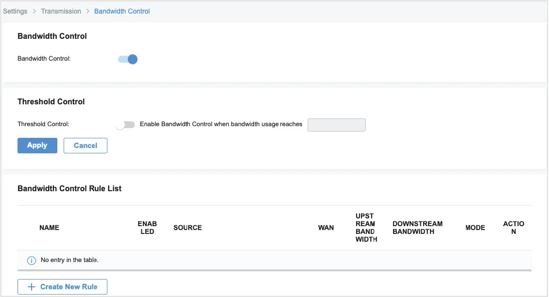 Configuring Bandwidth Control