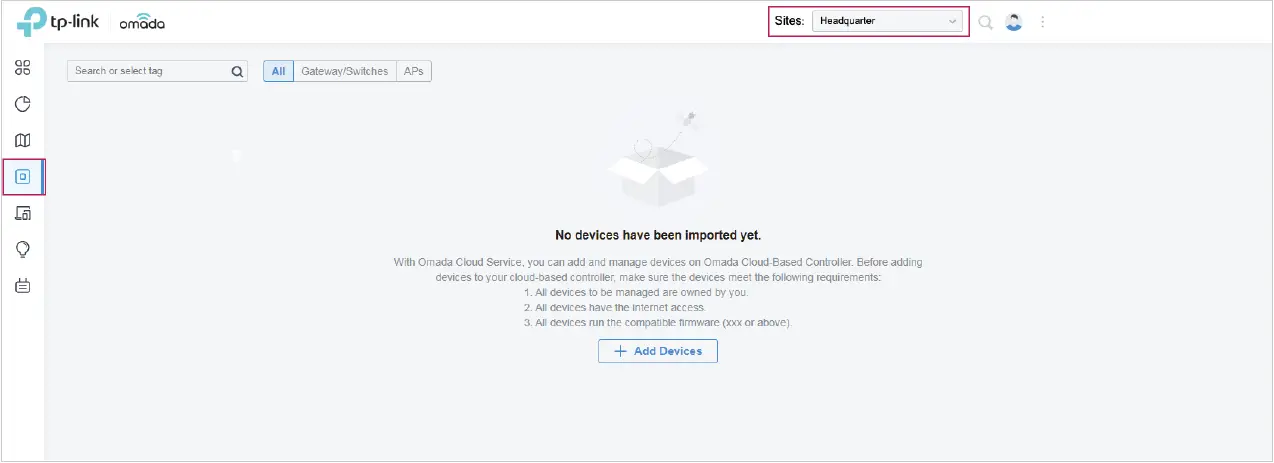 Entering Devices Page