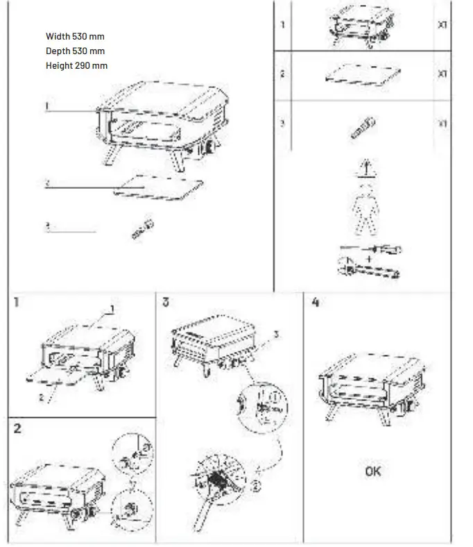 COZZE 90350 13 Inch Gas Pizza Oven with Thermometer - Figure