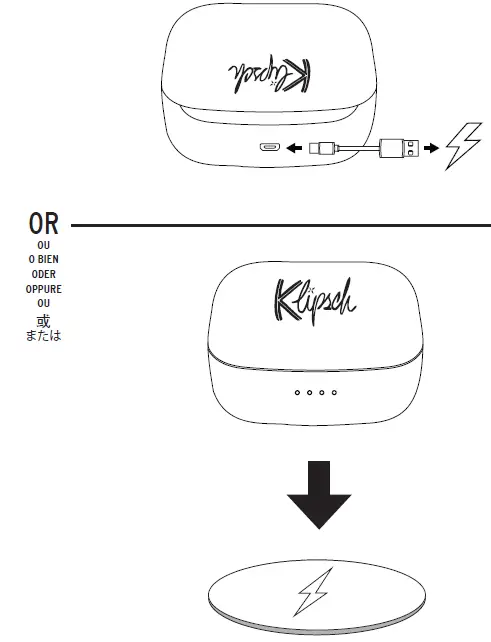 Klipsch T2 True Wireless Earphone charging