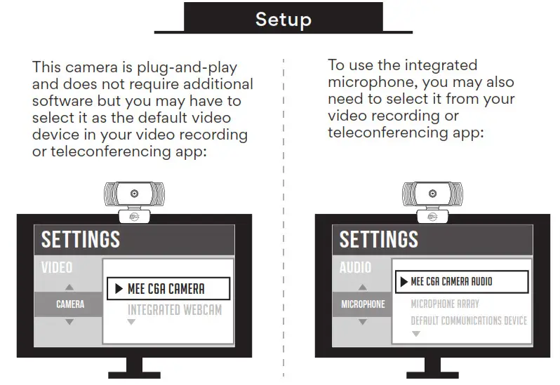 MEE audio CAM-C6A 1080P USB Camera - Setup