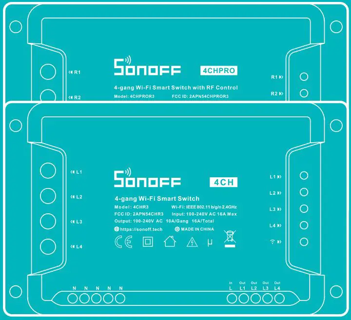 Sonoff 4chr3 4-gang Wi-fi Smart Switch Installation Guide Sonoff 4chr3 4-gang Wi-fi Smart Switch Installation Guide