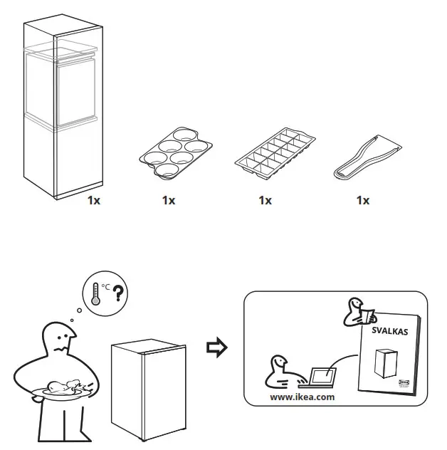 IKEA 504.964.56 SVALKAS Fridge with Freezer Compartment