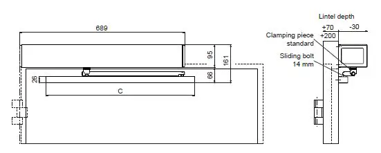 ETS with slide rail arm and automated push action (opposite hinge)