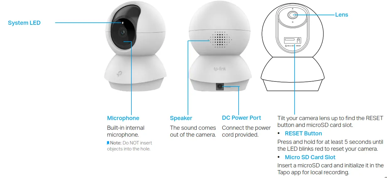 tp link Tapo C200 PanTilt Home Security Wi Fi Camera - System LED
