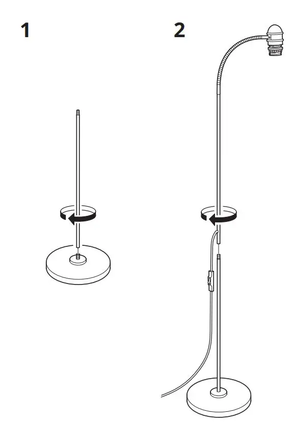 IKEA 204.164.04 LERSTA Floor Reading Lamp with LED Bulb Instruction Manual - Installation 1,2
