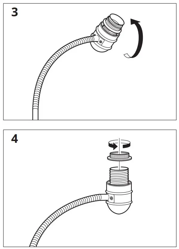 IKEA 204.164.04 LERSTA Floor Reading Lamp with LED Bulb Instruction Manual - Installation 3,4