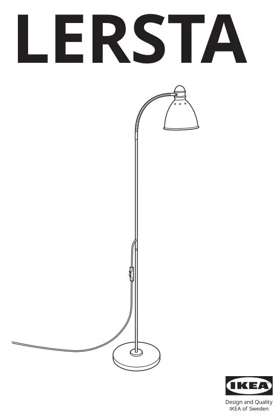 IKEA 204.164.04 LERSTA Floor Reading Lamp with LED Bulb Instruction Manual