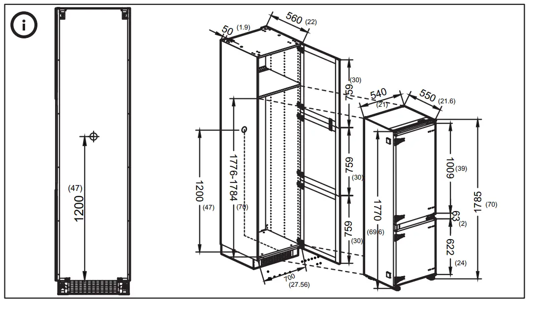 IKEA 104.621.56 SUPERKALL SEKTION Built-In Refrigerator fig3