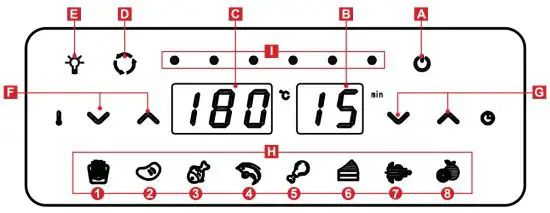 Magnani MI HA AF6 B Digital Air Health Fryer Oven 12L - Digital control panel