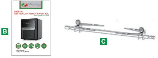 Magnani MI HA AF6 B Digital Air Health Fryer Oven 12L - PACKAGE CONTENTS 1