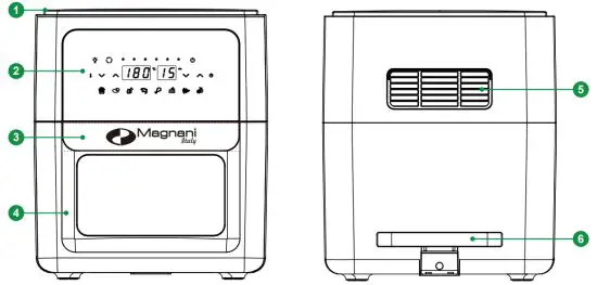 Magnani MI HA AF6 B Digital Air Health Fryer Oven 12L - Parts