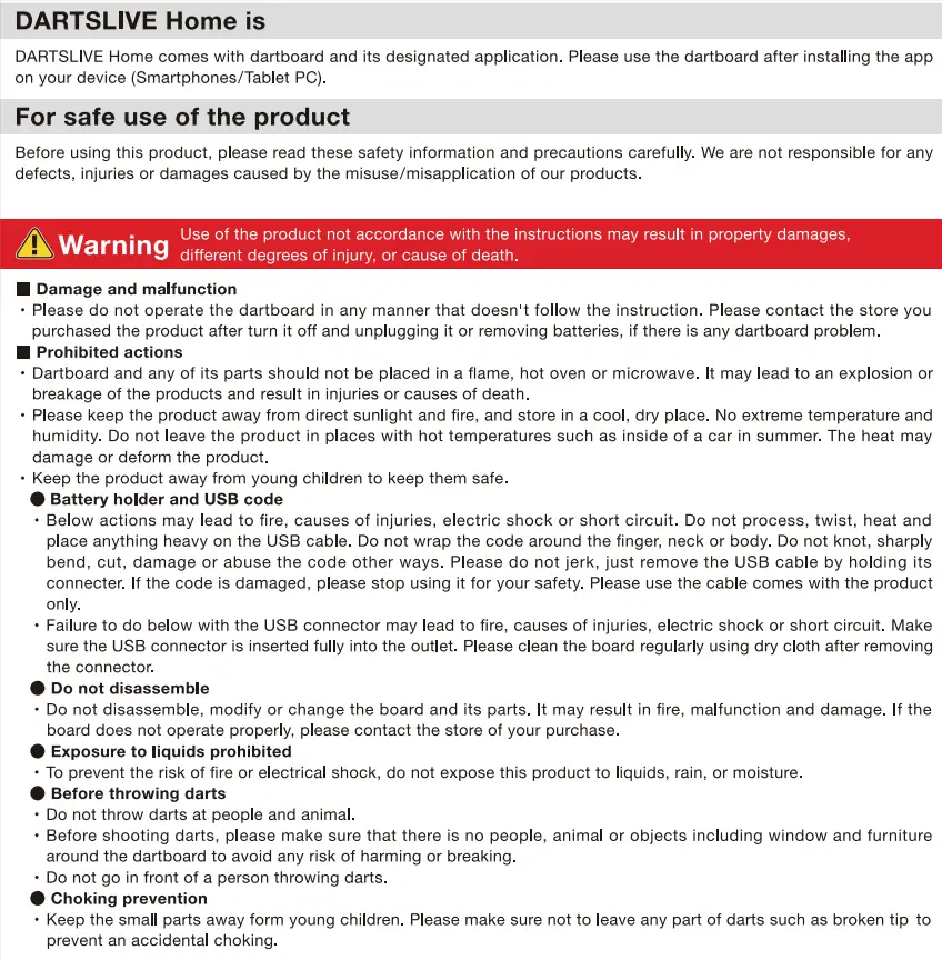 DARTSLIVE DLHOME2020 Home Dartboard User Manual - Dartslive home is