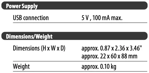 Specifications Continued