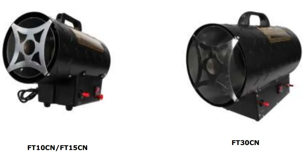 PEREL FT10CN FT15CN FT30CN HETELUCHTKANON OP GAS-