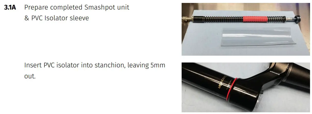 vorsprung Smashpot Bottomless Coil Spring System Instruction Manual - ADDITIONAL STEPS FOR ROCKSHOX ZEB & FOX 38 FORKS ONLY