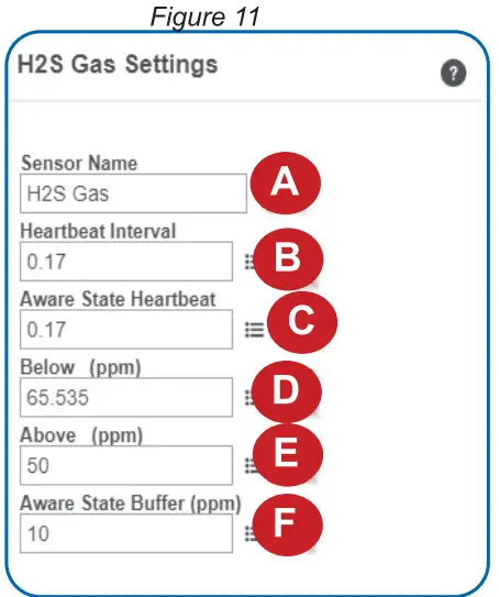 ALTA GS H2S Wireless Hydrogen Sulfide Sensor - Settings View