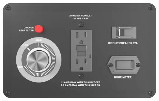ALORAIR HEPA Max 970 PureAiro industrial Air Scrubber - panel