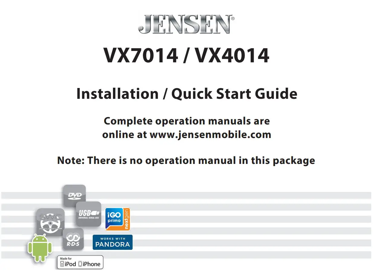 JENSEN Navigation Receiver User Guide