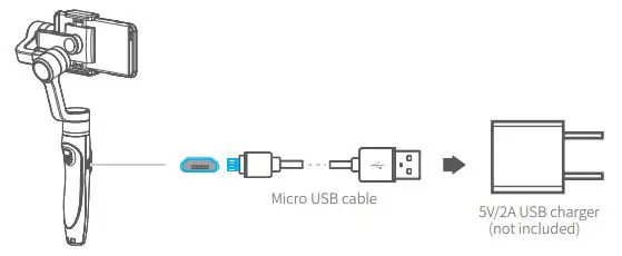 FEIYUTEK VIMBLE 2 3-Axis Stabilized Handheld Gimbal for Smartphone User Manual - Gimbal charging
