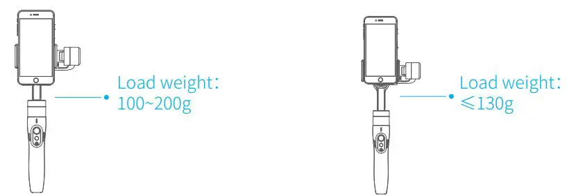 FEIYUTEK VIMBLE 2 3-Axis Stabilized Handheld Gimbal for Smartphone User Manual - Load Weight