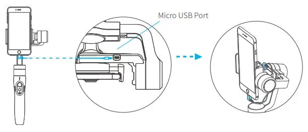 FEIYUTEK VIMBLE 2 3-Axis Stabilized Handheld Gimbal for Smartphone User Manual - Smartphone charging