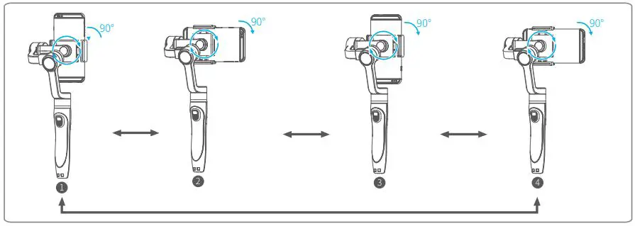 FEIYUTEK VIMBLE 2 3-Axis Stabilized Handheld Gimbal for Smartphone User Manual - Smartphone rotation