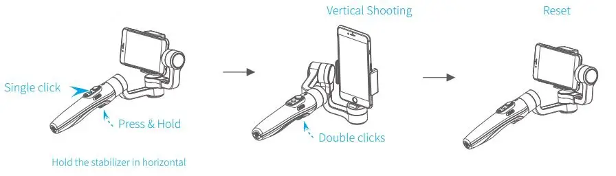 FEIYUTEK VIMBLE 2 3-Axis Stabilized Handheld Gimbal for Smartphone User Manual - Vertical Shooting