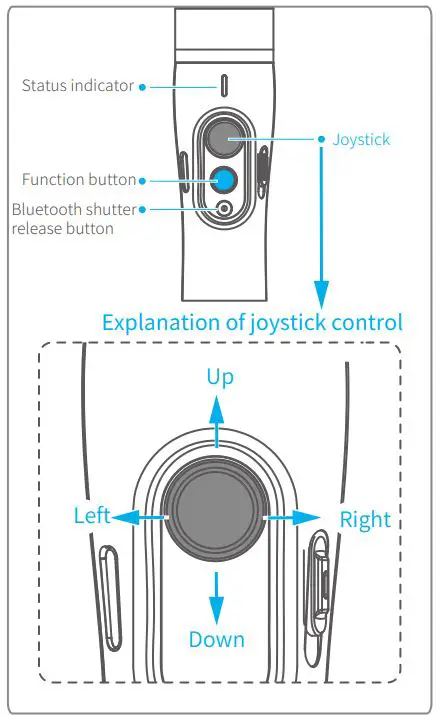 FEIYUTEK VIMBLE 2 3-Axis Stabilized Handheld Gimbal for Smartphone User Manual - joystick control