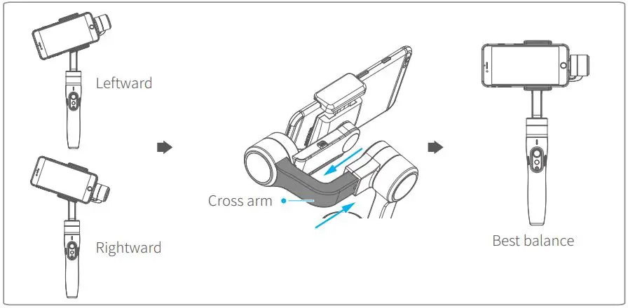 FEIYUTEK VIMBLE 2 3-Axis Stabilized Handheld Gimbal for Smartphone User Manual - smartphone is unbalanced after being mounted