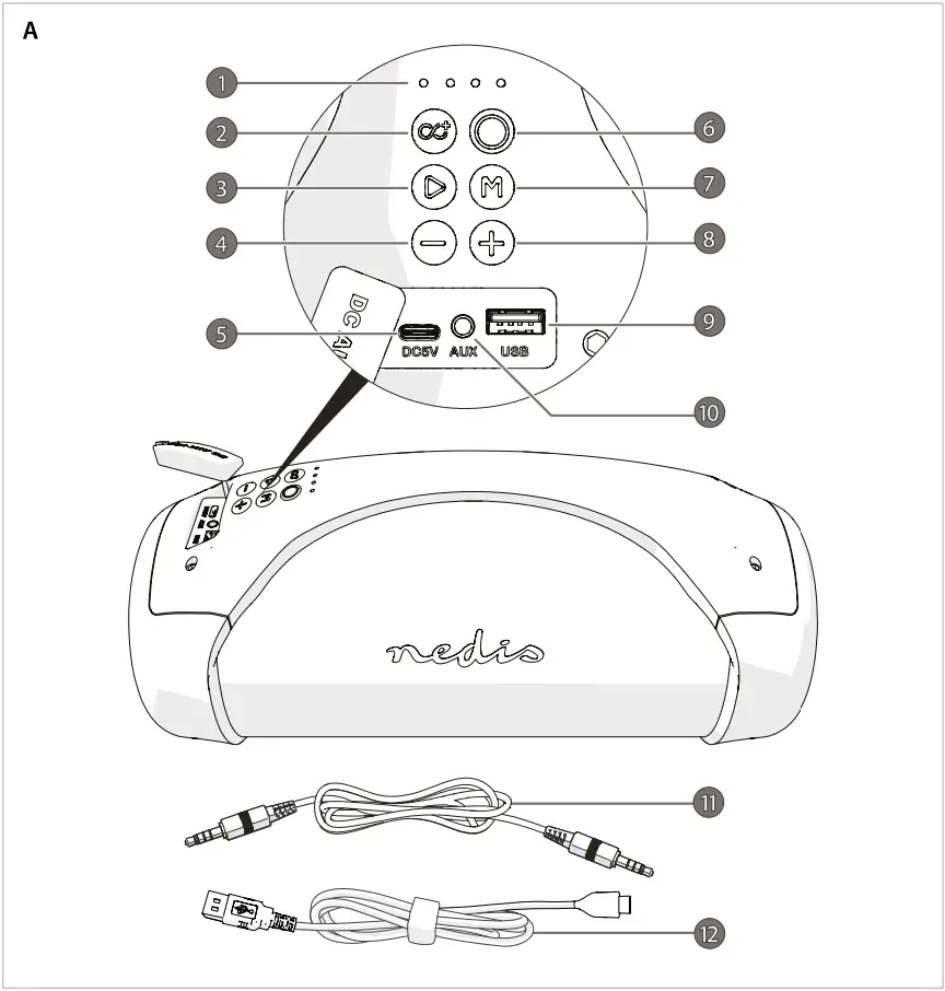 nedis SPBB315BK Bluetooth Party Boombox Speaker B