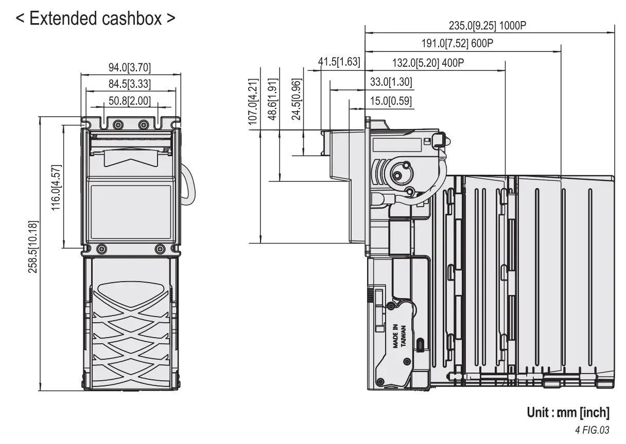 XBA-Mini Bill Acceptor Dimension