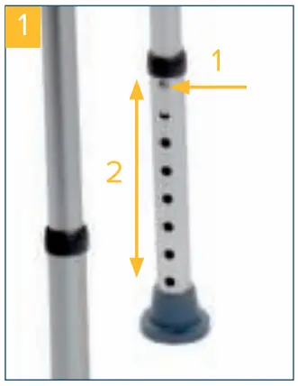 Height adjustment of the feet