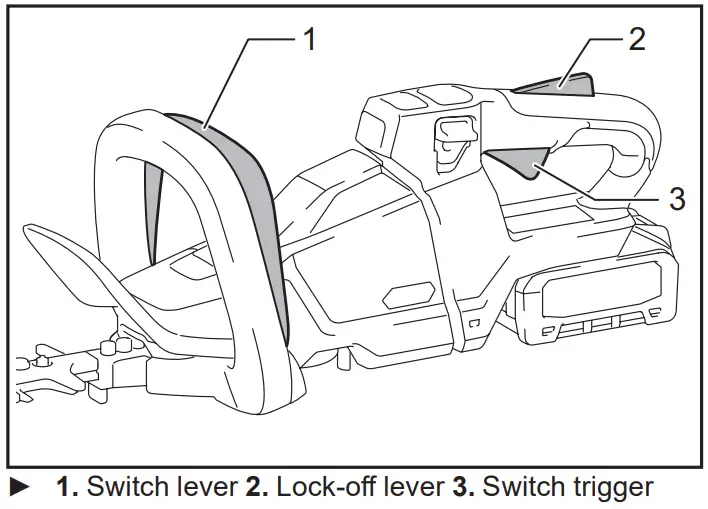 makita UH00 Series Cordless Hedge Trimmer - Switch trigger