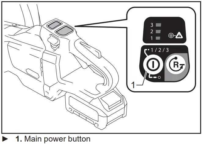 makita UH00 Series Cordless Hedge Trimmer - power button