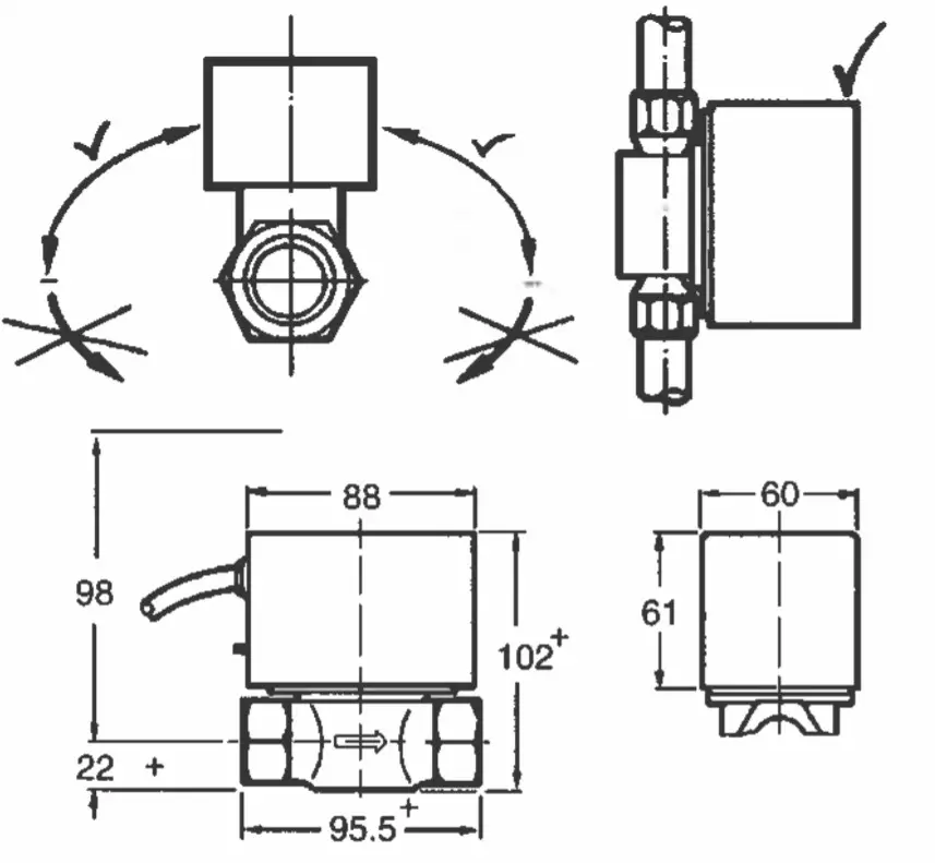 Honeywell VU4143H Motorized Zone Valves - mounting