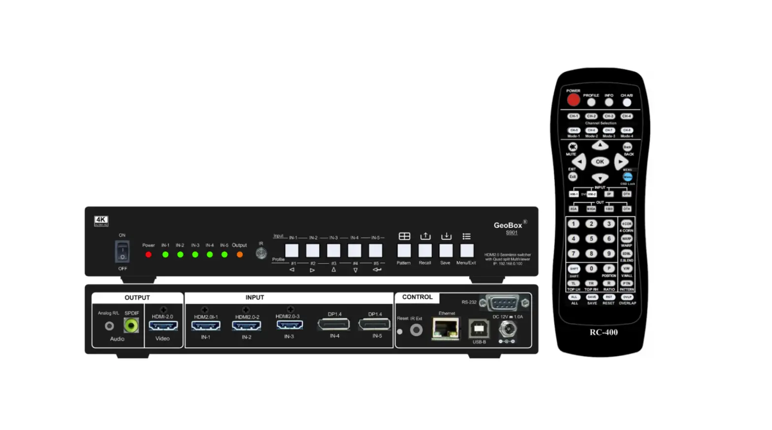Vns S901 5x1 Seamless Uhd Switcher With Quad Split Views Instruction Manual