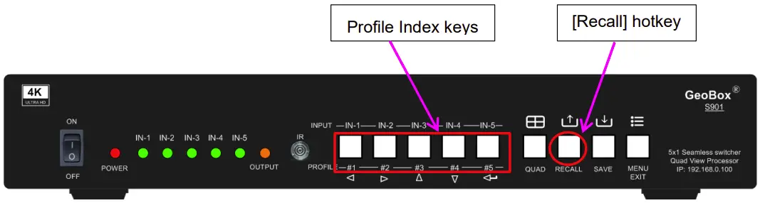 Recall system settings
