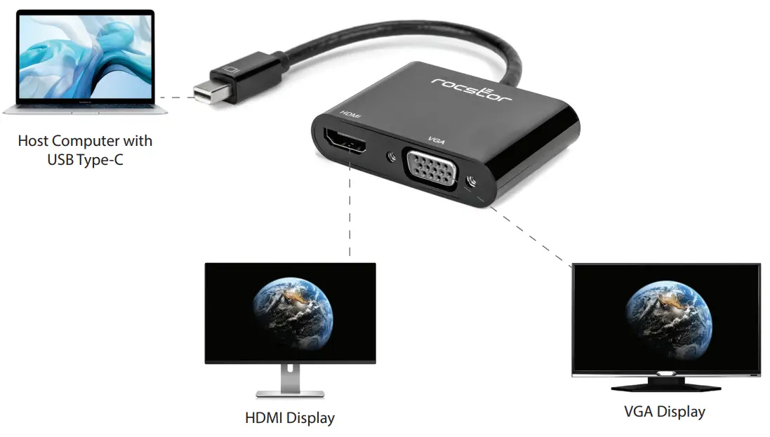 rocstor Y10A261-B1 2-in-1 Mini DisplayPort to HDMI 4K-30Hz or VGA Adapter Converter-fig4