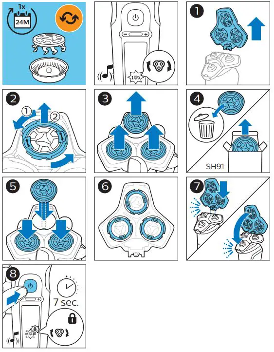 PHILIPS SP988X Series Shaving Heads Instruction Manual - How to use