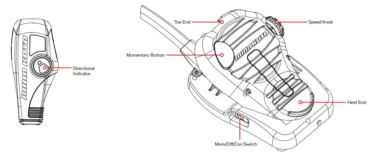 MINN KOTA 1355947 Edge 12V 45lb Thrust 45 inch Shaft Bow Mount Freshwater Trolling Motor - CONTROLLING SPEED & STEERING WITH THE FOOT PEDAL