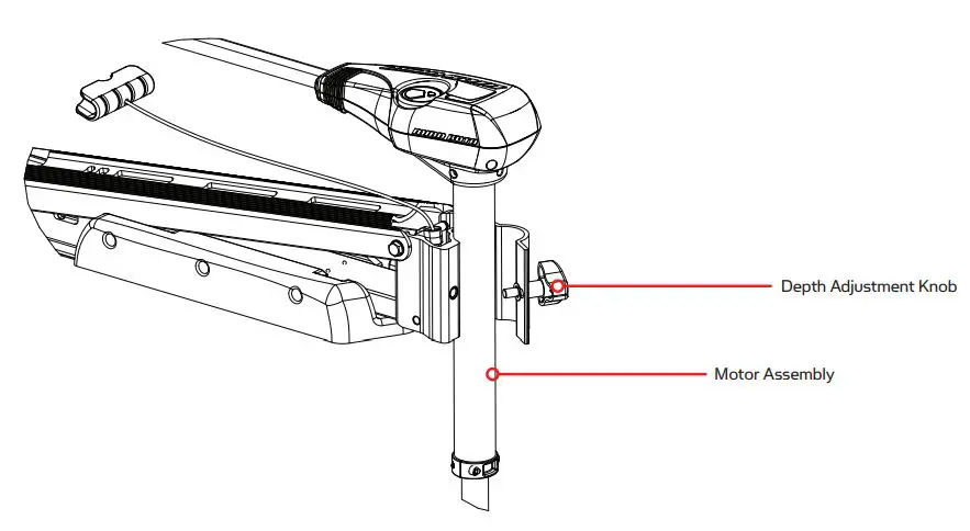 MINN KOTA 1355947 Edge 12V 45lb Thrust 45 inch Shaft Bow Mount Freshwater Trolling Motor - Deploy the motor and remove the motor assembly