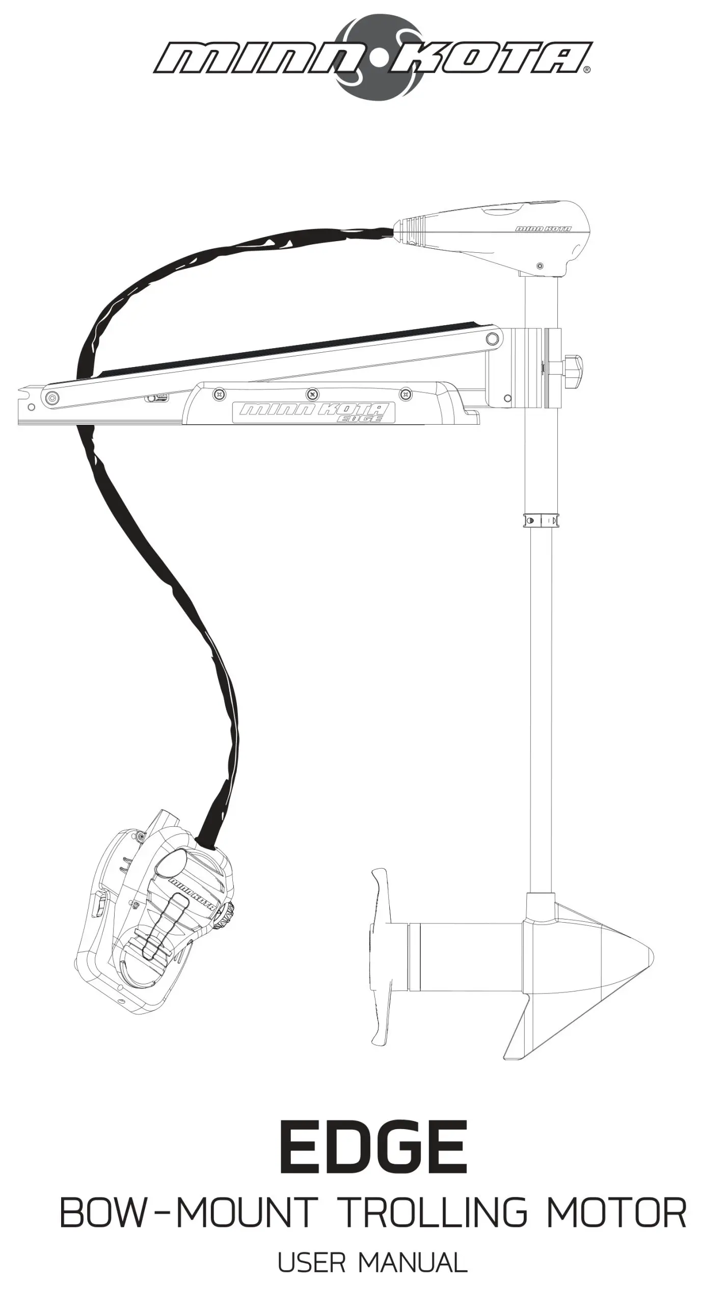 MINN KOTA 1355947 Edge 12V 45lb Thrust 45 inch Shaft Bow Mount Freshwater Trolling Motor User Manual