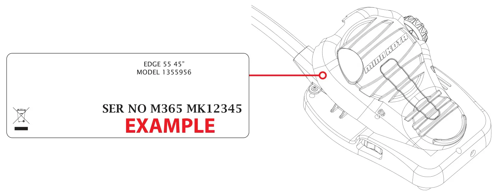 MINN KOTA 1355947 Edge 12V 45lb Thrust 45 inch Shaft Bow Mount Freshwater Trolling Motor - serial number