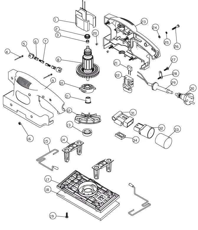 FERM PSM1027 Orbital Sander 135W with Sanding Papers 8