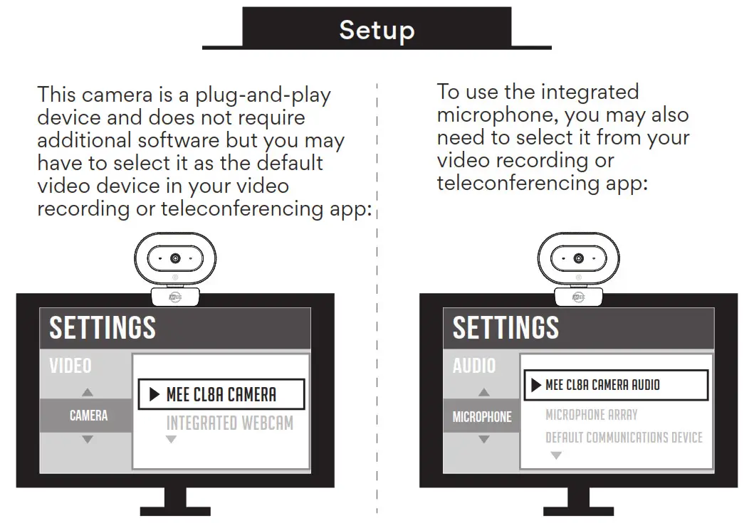 MEE audio 1080P USB Camera - Setup
