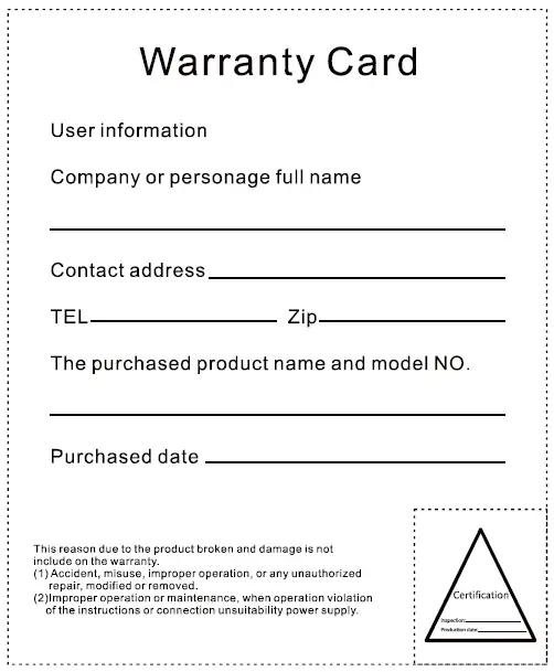 Warranty Card