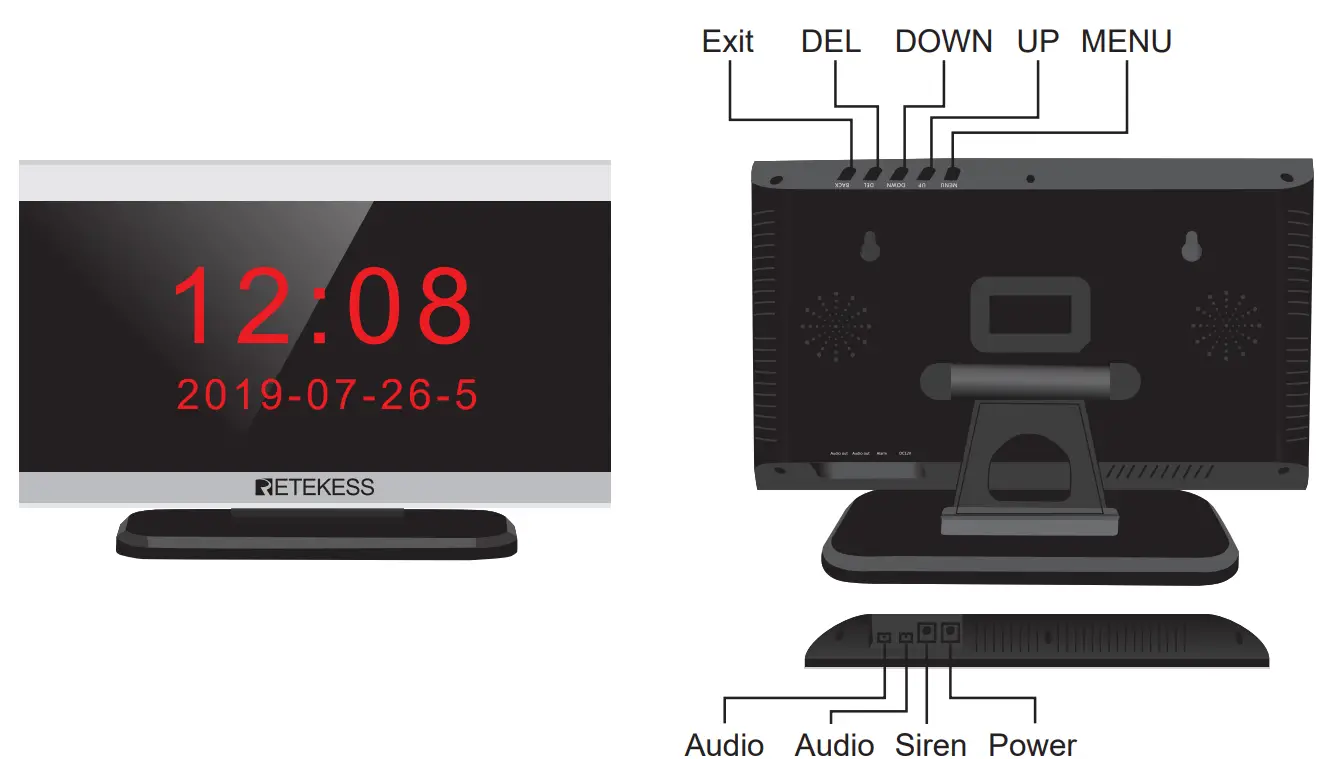 RETEKESS TD105 Wireless Calling Receiver - Product Sketch