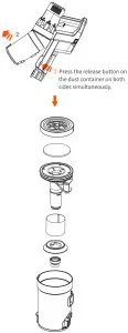 Remove the dust container