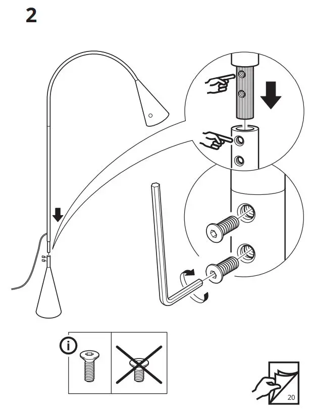 IKEA 003.965.86 DELAKTIG LED Floor Lamp Instruction Manual - Installation 2